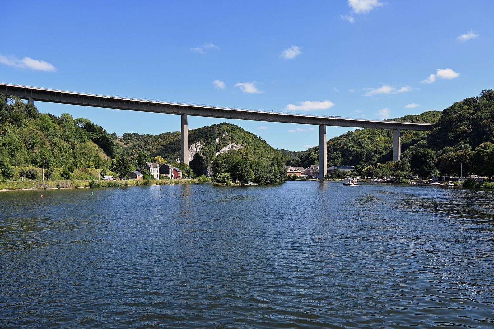 View of the Meuse River with Viaduc Charlemagne, Dinant, 2025