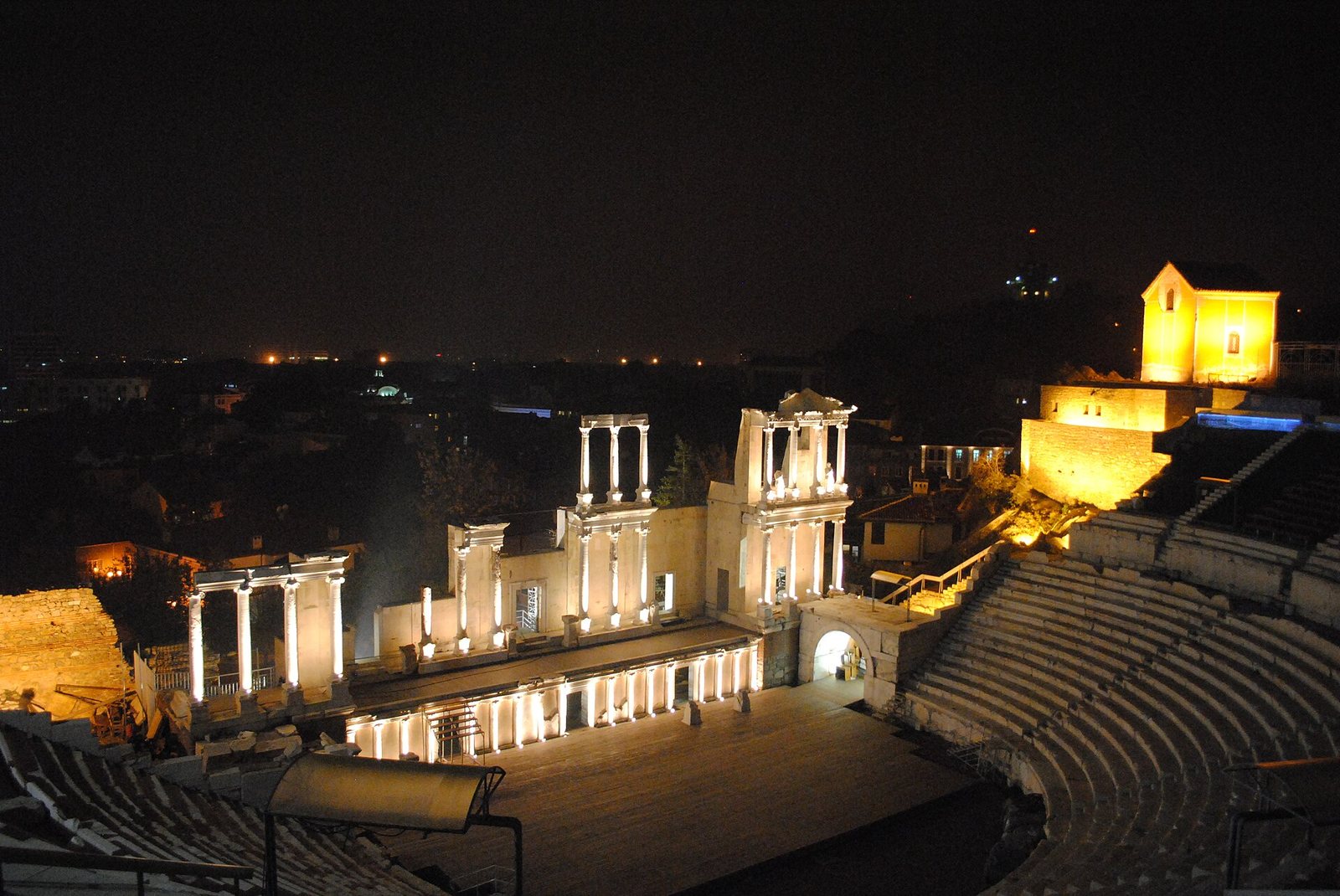 Nightly Ancient Roman theatre, Plovdiv, Bulgaria 3