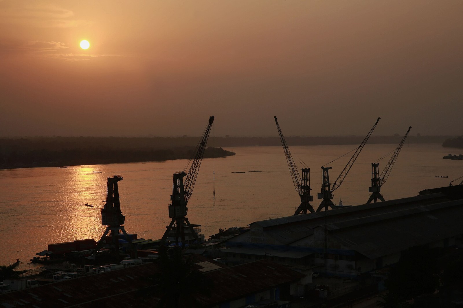 Sunset over the river Congo in Kisangani