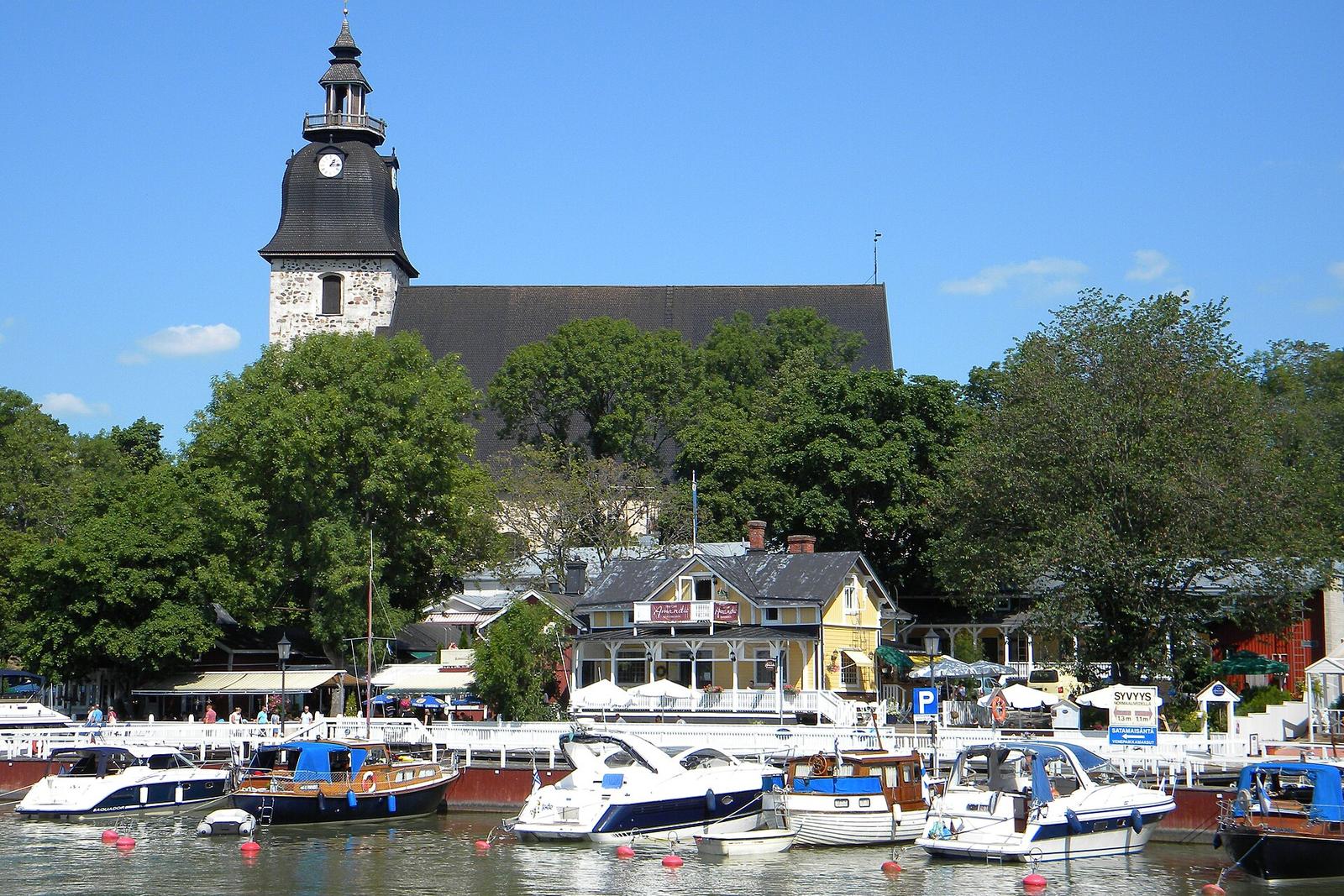Naantali harbour and church