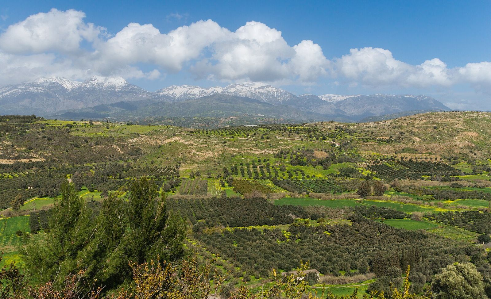 Mount Ida chain Messara plain from Phaistos Crete Greece