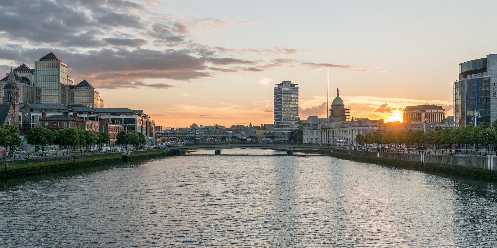 View of Dublin, looking east from Sean O’Casey Bridge 20150807 1