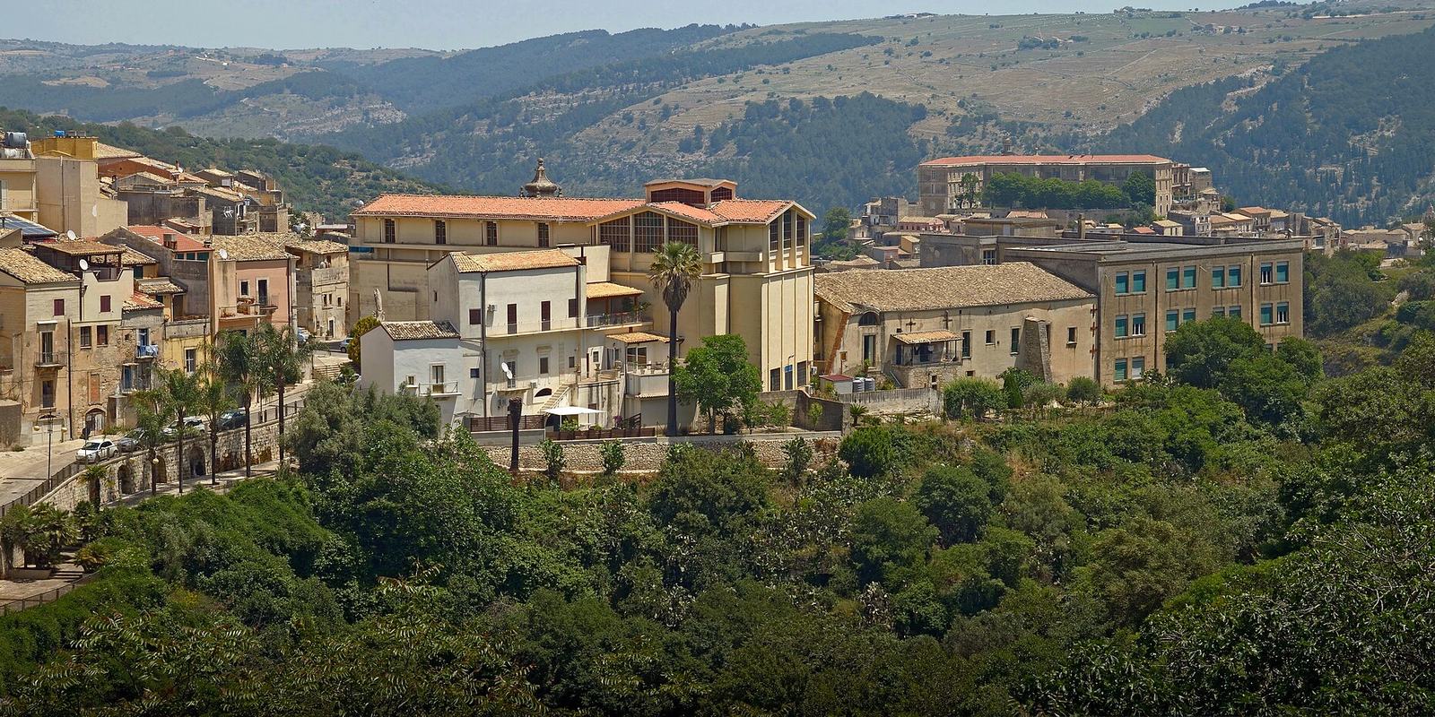 Sight on the Chiesa Santuario e Convento del Carmine from the Bridge of Capuchins. Ragusa, Sicily