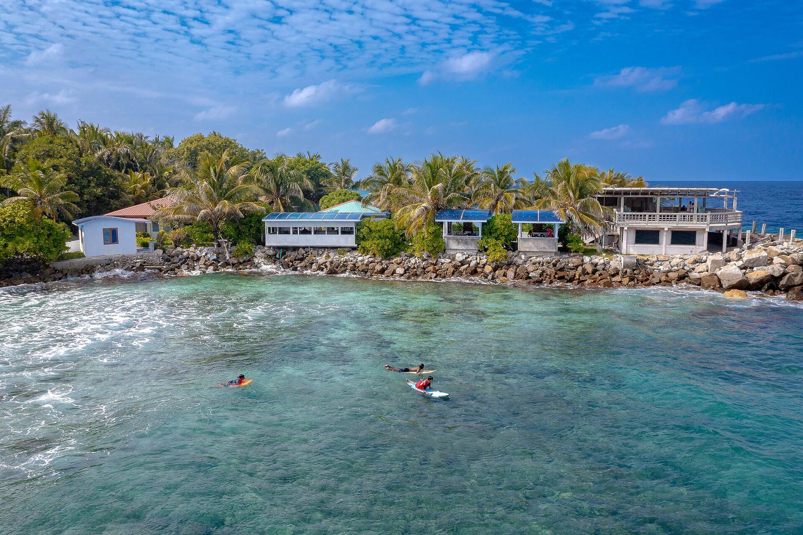 Fuvahmulah Shark Harbour Surf Area and the Royal Restaurant in Fuvahmulah Maldives