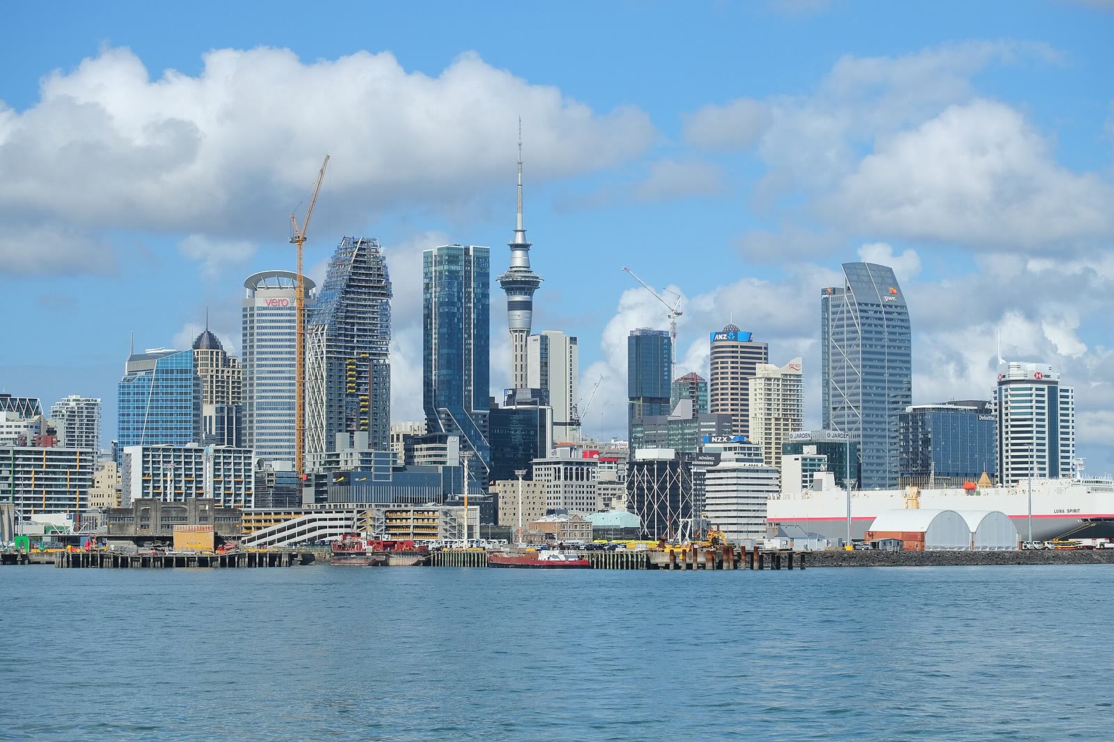 Auckland CBD skyline from Waitemata Harbour entrance