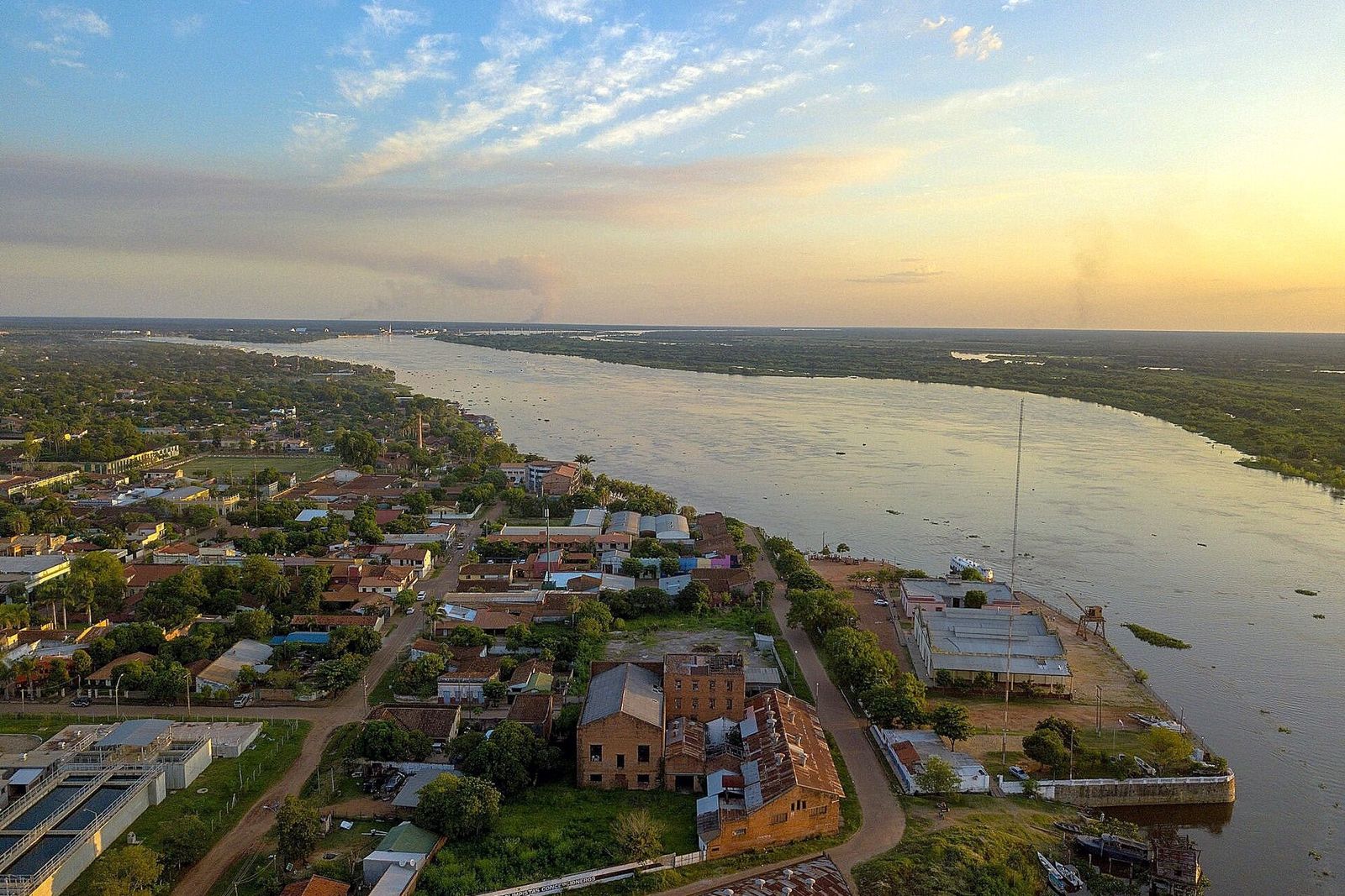 Sunset over the river Paraguay at Concepción