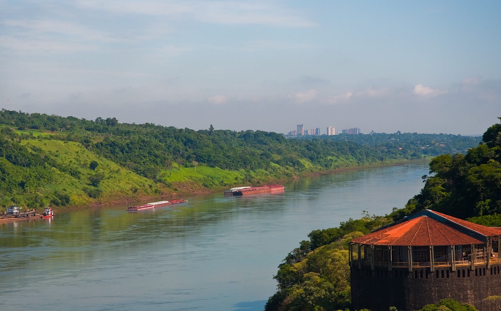 Paraguay River and Ciudad Del Este (Paraguay) from Puerto Iguazu, Argentina, Jan. 2011 - Flickr - PhillipC