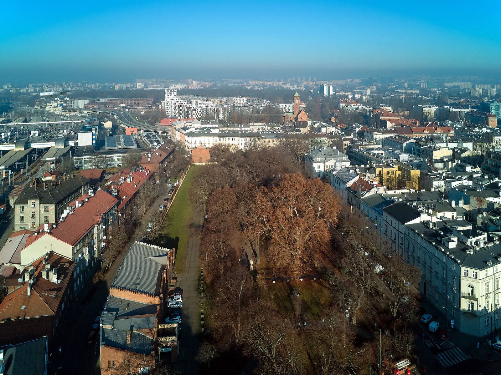 Strzelecki Garden, aerial view 2025, Kraków. Poland