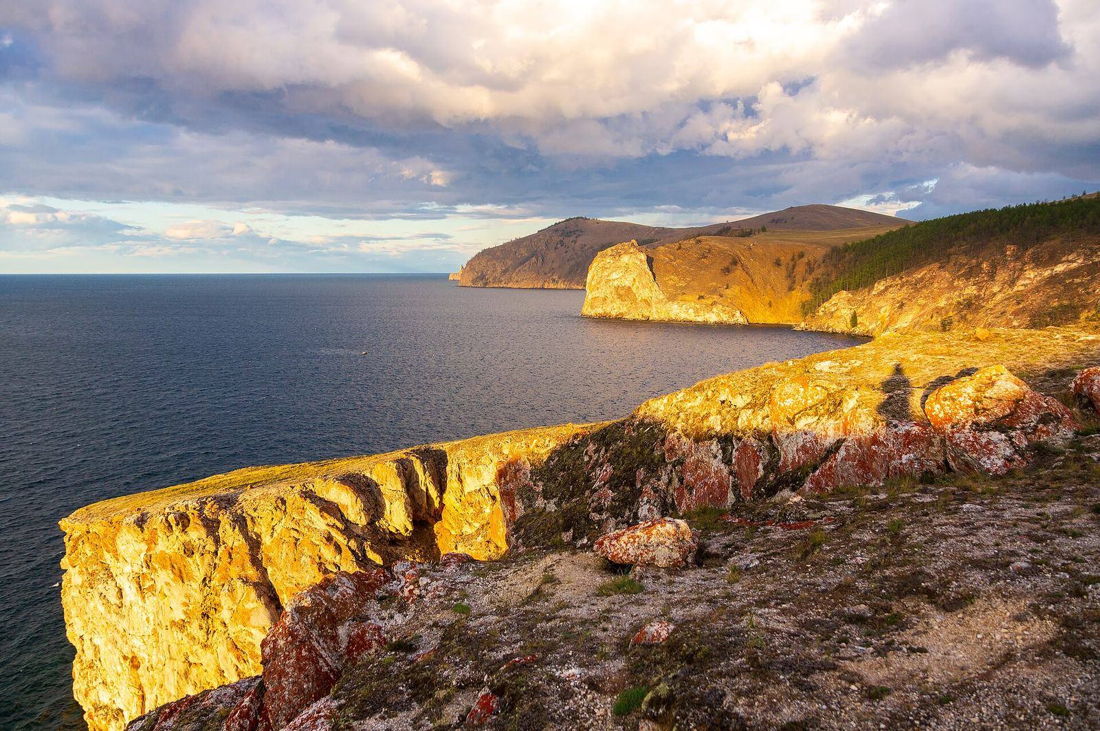 Olkhon Island, Capes, cliffs at sunset, Lake Baikal, Russia