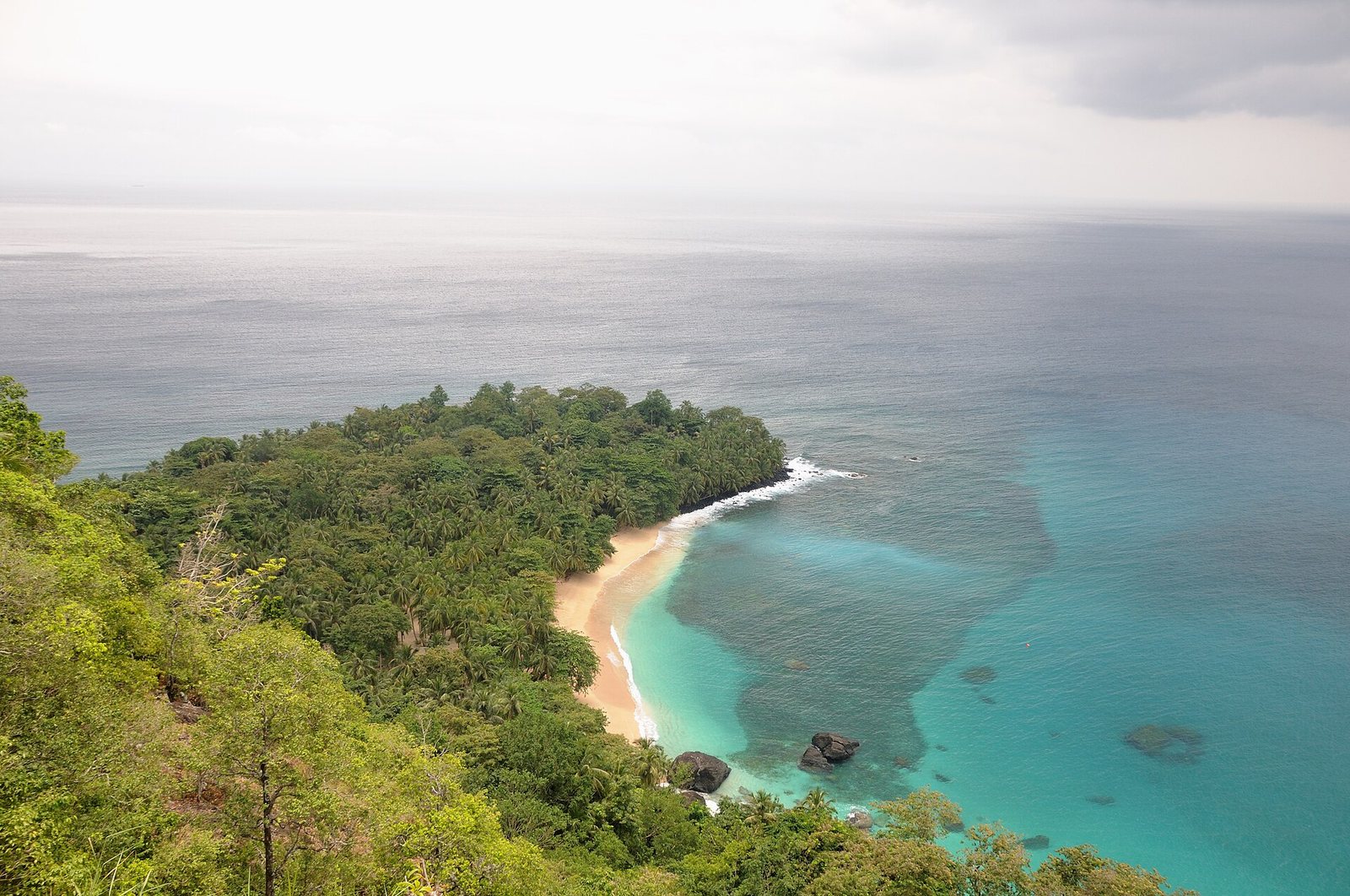 BAN - Panoramic view of Praia Banana, Principe, Sao Tome and Principe, 2021