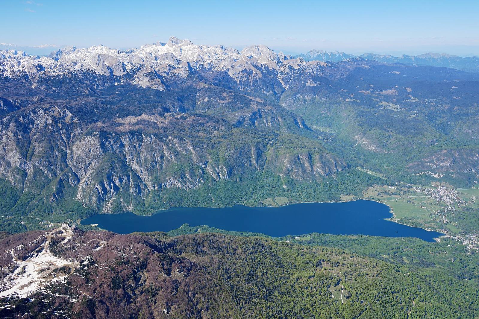Aerial image of Lake Bohinj (view from the south)
