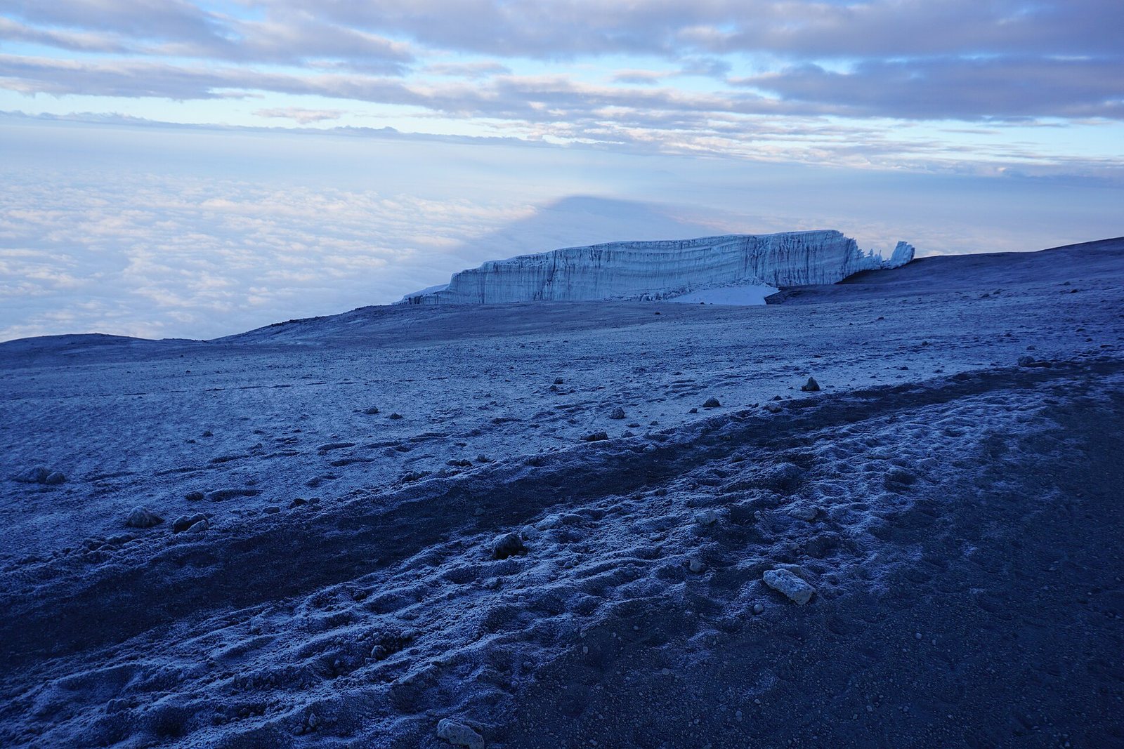 Glacier at the peak of Mount Kilimanjaro at sunrise