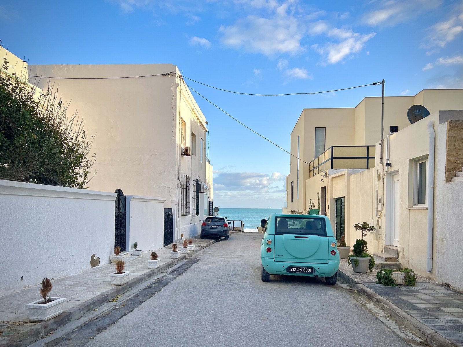 La Marsa, Tunisia - Street view towards water, January 2024