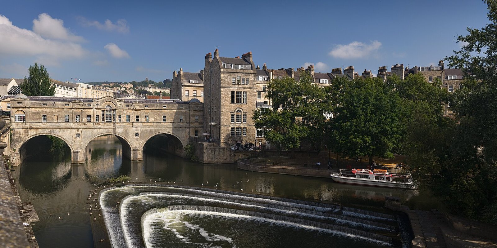 Pulteney bridge in Bath view from south before noon